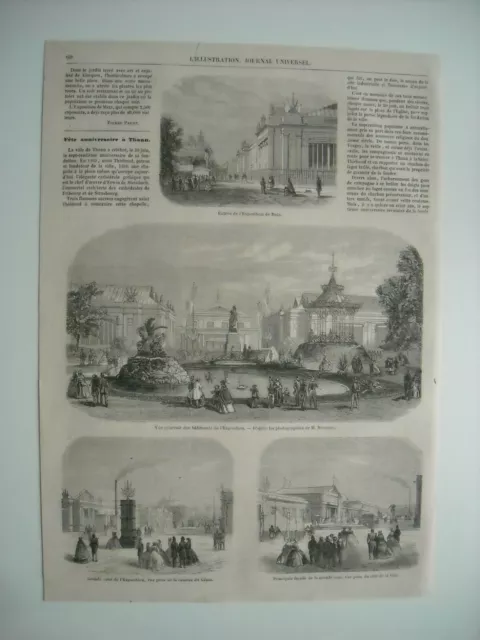 Gravure 1861. Fete Anniversaire A Thann. L’exposition De Metz. Caserne Du Genie.