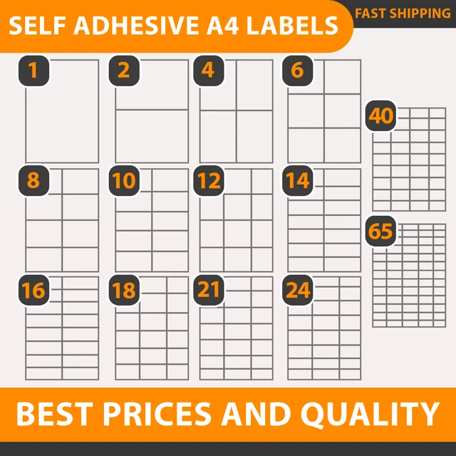 A4 ADDRESS LABELS Self Adhesive White Sheets Sticker Paper Laser