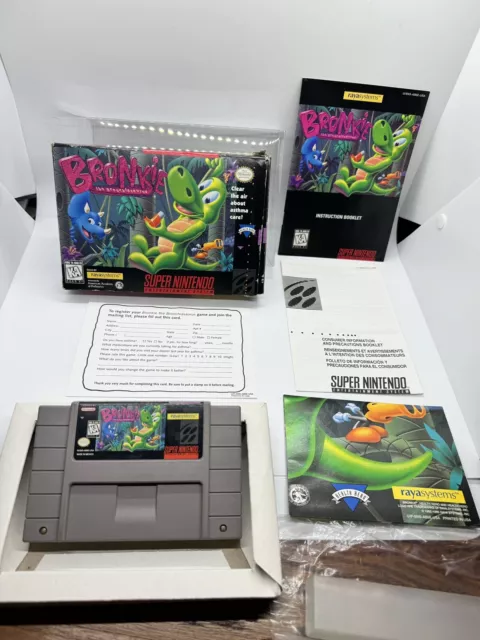 BRONKIE THE BRONCHIASAURUS (Super Nintendo) SNES Box and BRONKIE THE BRONCHIASAURUS (Super Nintendo) SNES Box and
