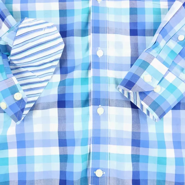 Tailorbyrd Dress Shirt Mens Medium Blue Flip Cuff Business Office Travel Casual 3