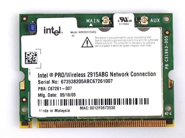 INTEL PRO WIRELESS 2915ABG Network Connection Card Wifi WLAN Karte für ...