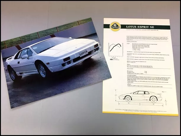 1989 1990 Lotus Esprit SE Original 1-page Car Brochure Leaflet Fact Card