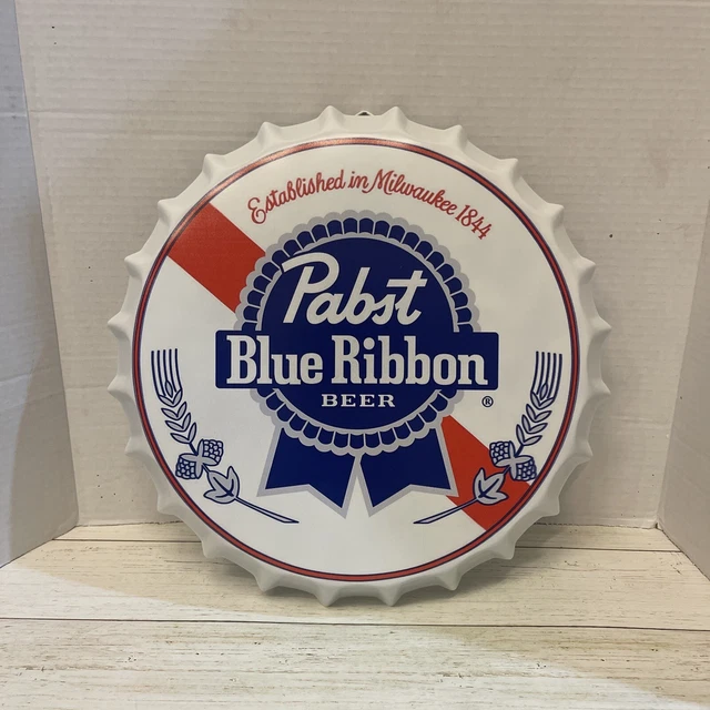 PABST BLUE RIBBON Bottle Cap Aluminum Metal Sign PBR Beer Lager