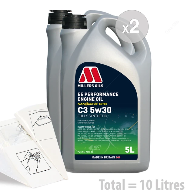 CAR ENGINE OIL Service Kit / Pack 10 LITRES Millers EE Performance C3