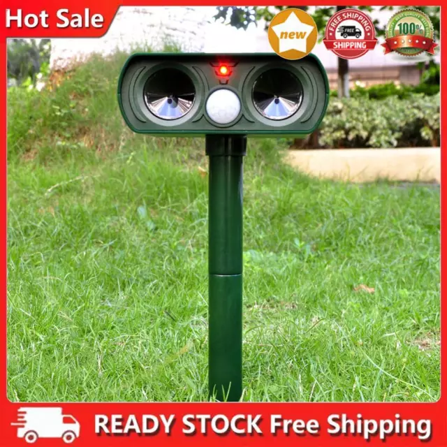 Solar Cat Dog Repellent Ultrasonic Fox Pest Scarer Deterrent Repeller Garden Uk