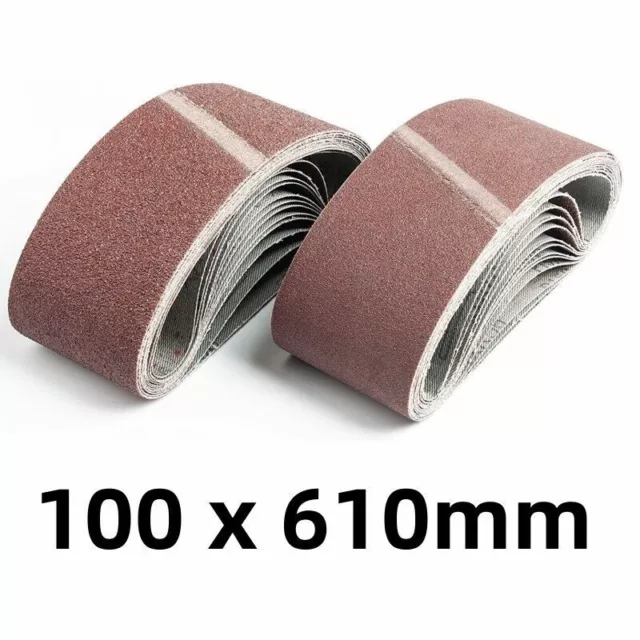 SANDING BELTS 100mm X 610mm  24, 40, 60, 80, 120 GRIT 100 x 610