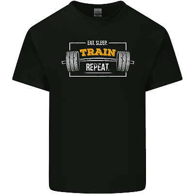 Eat Sleep Train Repeat Gym Training Top Mens Cotton T-Shirt Tee Top