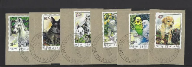 New Zealand 1999 Popular Pets Set 6 Fine Used On Piece Chatham Islands