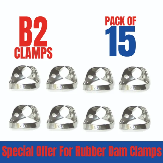 Dental Rubber Dam Clamps #B2 15Pcs Pack Brinker Endodotic Clamp
