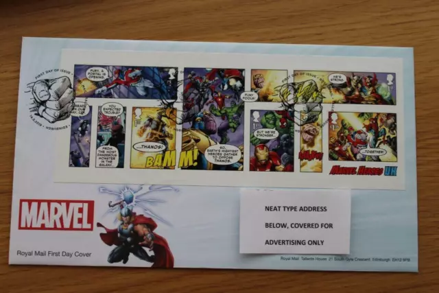 GB 2019 Marvel Miniature Sheet FDC Tallents Cancel UK P&P Free