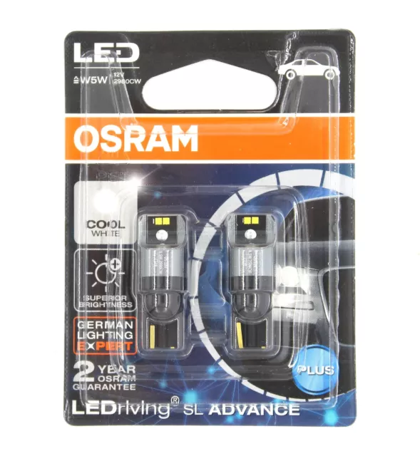 Osram SL 12v Car W5W 501 Interior Side Light 6000K Ice White LED Bulbs