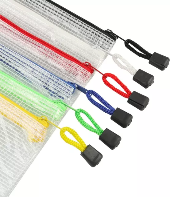 A4 Plastic Wallets Zipped Bags, Ziplock Bags Mesh Document File Folders(6Colors 2