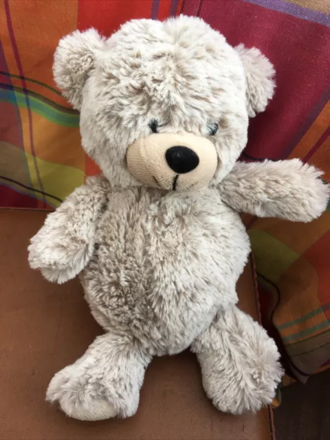 Doudou Peluche Ours Han  Marron Gris Chine Blanc Fourrure Doux