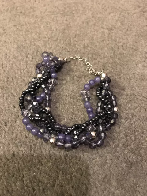 Purple Beaded Multi-Strand Bracelet