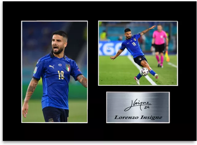 Lorenzo Insigne Italy Euro 2020 Football A4 Signed Photo Display Mount Poster