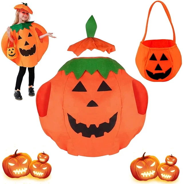 DONGSZQ 3 Pezzi Costume da Zucca per Halloween Costume da Zucca per Bambini