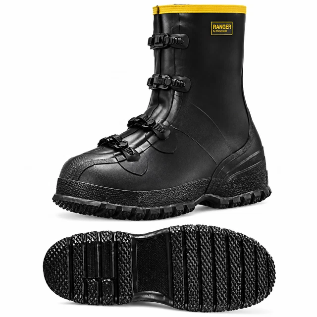 RANGER 7362 BLACK Waterproof Rubber 4 Buckle Overshoe Safety Work Boot ...