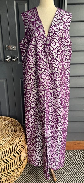 Vintage 1960s/70s Patou Originals Purple Metallic Duster Jacket Dress Size L