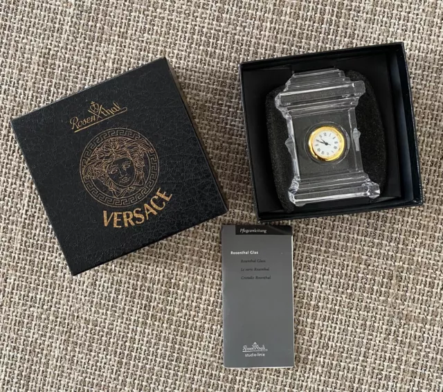 NWT! NEW! Authentic Luxury VERSACE x ROSENTHAL Medusa Crystal Small Clock