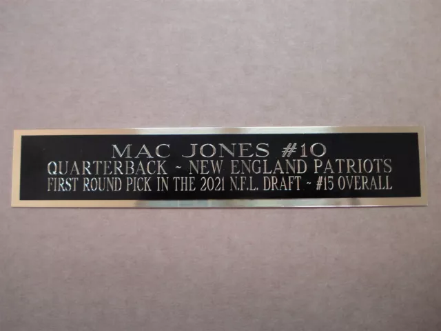 Mac Jones New England Patriots Nameplate For A Football Jersey Case 1.5" X 6"