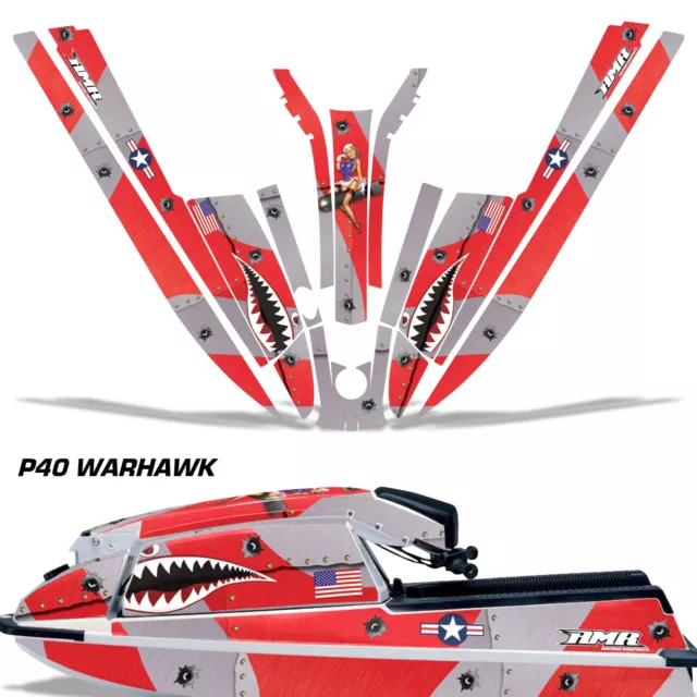 Jet Ski Graphisme Décalque pour Kawasaki 440 550 SX 1982-1995 P40 Warhawk Rouge