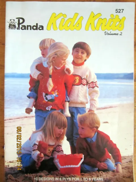 ~PANDA KIDS KNITS VOLUME 2 in 8ply - BOOK No. 527 - SIZES 1 to 8 YEARS - GC~