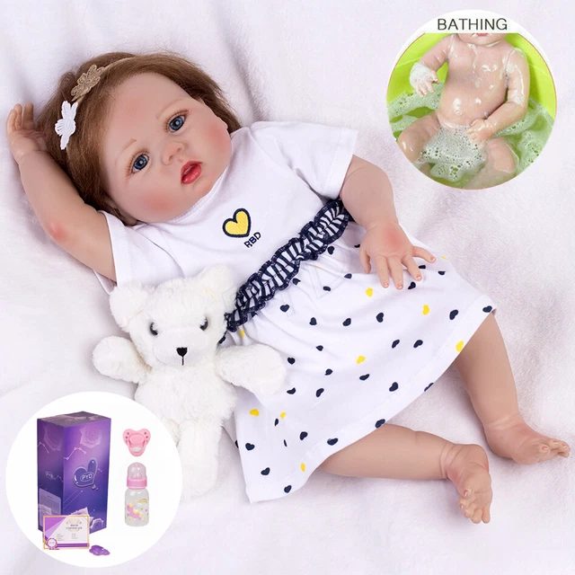Washable 23" Reborn Baby Dolls Full Body Vinyl Silicone Newborn Toddler Girl Toy