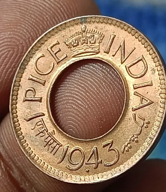 Authentic BRITISH INDIAN ONE PICE 1943 Small Crown Red UNC Beautiful Grade#M39