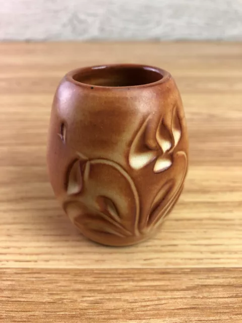 Small Brown Studio Pottery Pot Vase 2.5" Tall