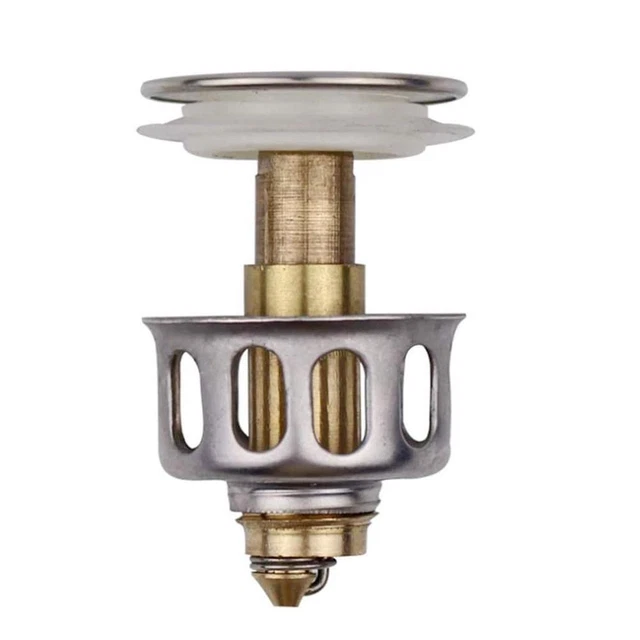 Stainless Steel Push-Type Bounce Core Wash Basin Drain Filter Seal Drainer FS2#