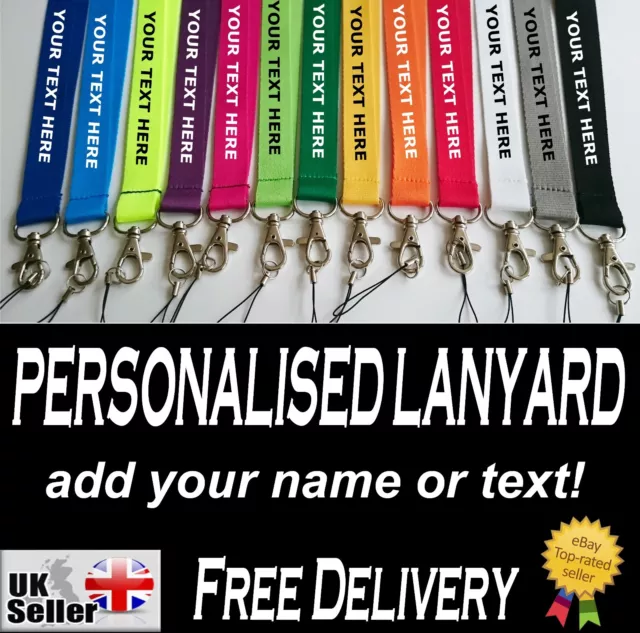 Printed or plain Lanyard - Personalised, custom, neck strap, CARD HOLDER option