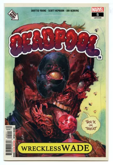 Marvel Comics Deadpool #5 Wreckless Wade RARE Garbage Pail Kids Variant 2018