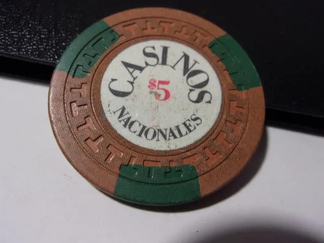 CASINOS NACIONALES de Panama $5 hotel casino gaming poker chip - PANAMA