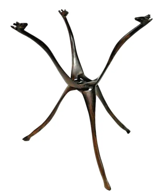 African Hand Carved Wood Stand Interlocking Legs Giraffe