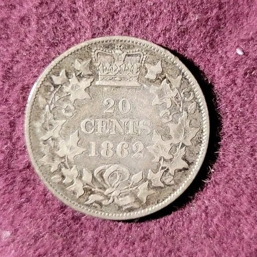 1862 New Brunswick Canada 20 cents silver  - Solid VF  stk#k831