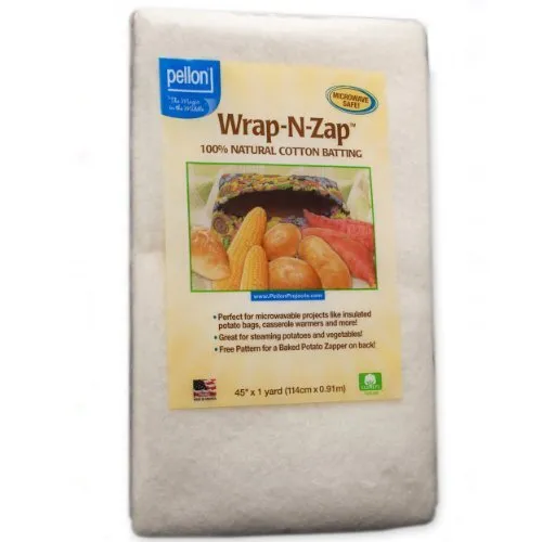 Pellon Natural Wrap-N-Zap Cotton Quilt Batting 45 by 36-Inch 1 Pack Made in  USA