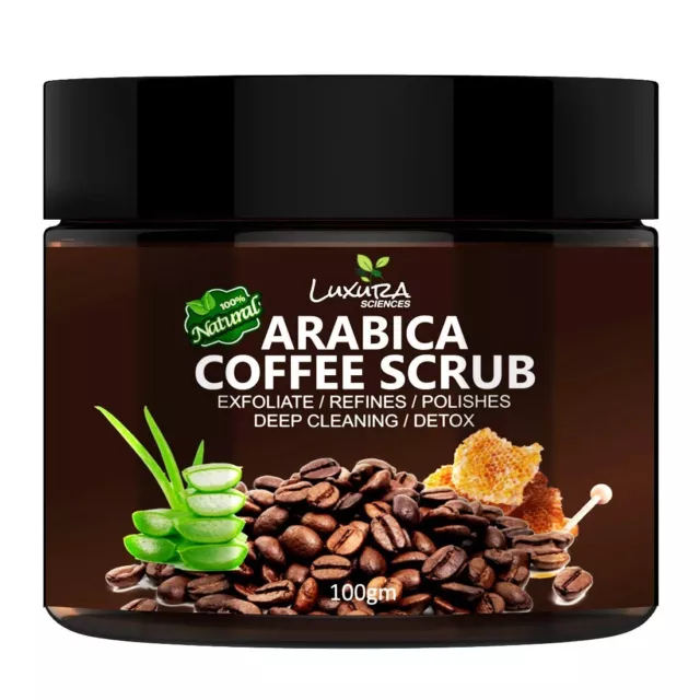 Luxura Sciences Natural Arabica Coffee Scrub For Face ,Skin DETOX,100gm