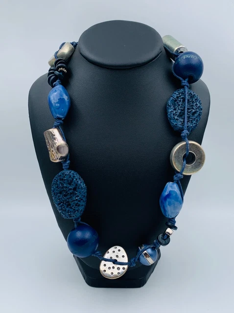 Collier Fantaisie Ethnique Noir Zèbre - Mailles Ovales - 84 Grammes - Occasion