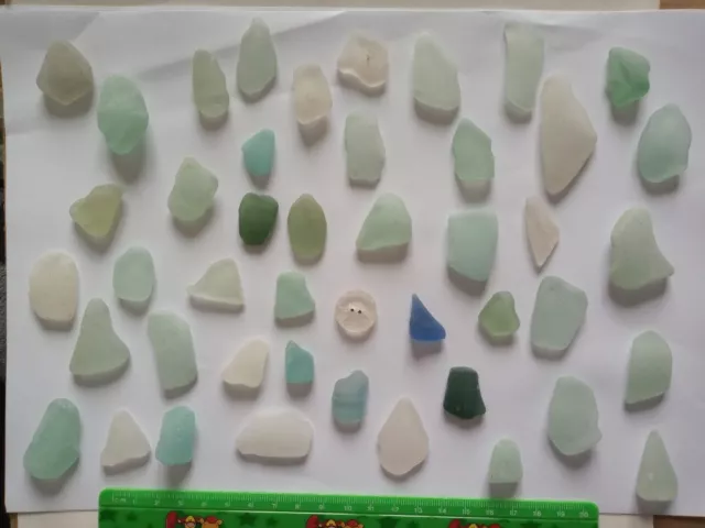 45 Stück Schöne Ungewöhnliche Farben, Echt Vintage Nordostküste Meerglas