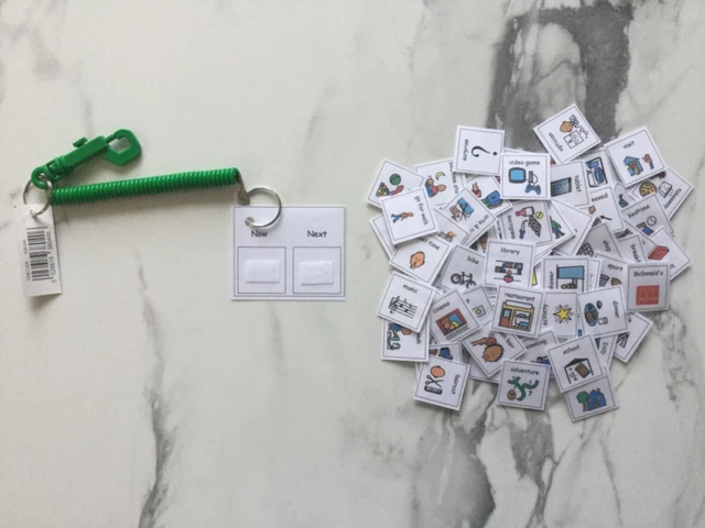 PECS BOARDMAKER NOW/NEXT Key Ring & 70 Cards for autism ASD ADHD SEN ...