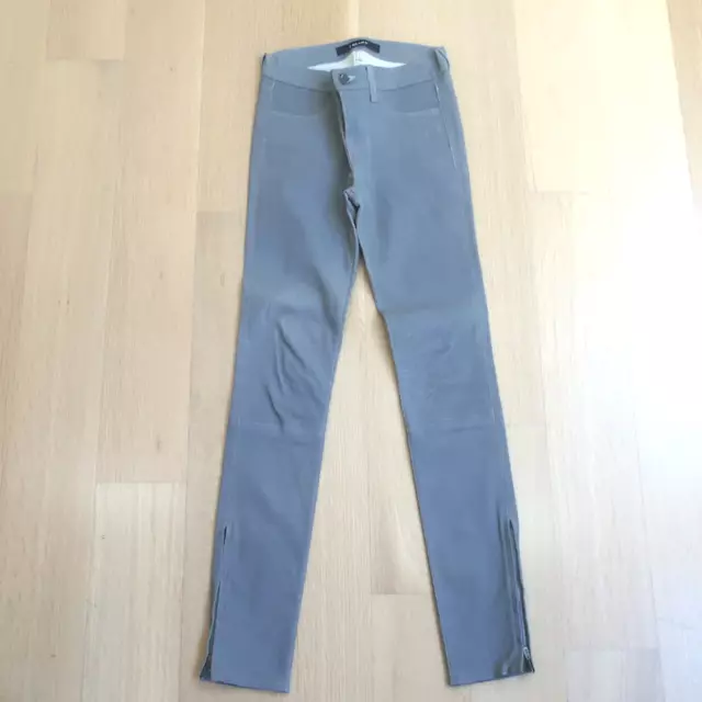 J Brand L8001 Leather Skinny Pants Grey Rock Size 25 2