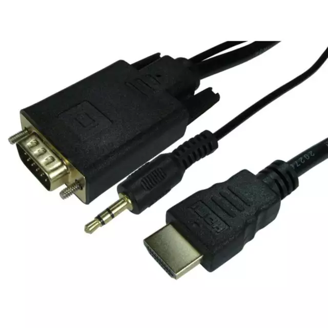 1.8m HDMI to SVGA / VGA Monitor Cable Lead With 3.5mm Jack Audio PC TV Projector