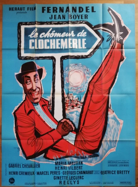 FERNANDEL chomeur de clochemerle affiche cinema originale 160x120 cm '57