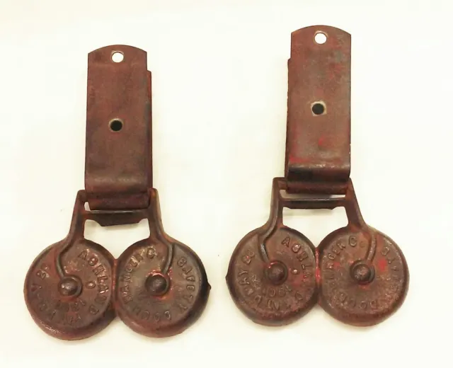 Vtg antique Myers barn door track double rollers hangers farm pulley cast iron