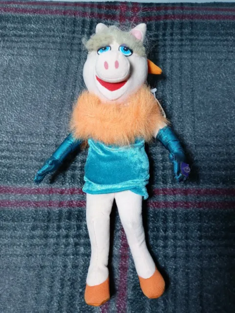 Vintage Jim Henson TM Miss Piggy Stuffed Plush Muppet's Doll Blue & Orange Dress