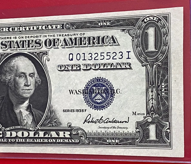$1 1935-F ( Q-I Block )  BLUE SEAL SILVER CERTIFICATE CU.