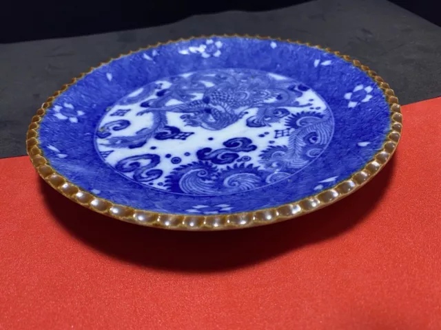 Vajilla japonesa antigua de porcelana con dragón floral azul y blanco,... 2