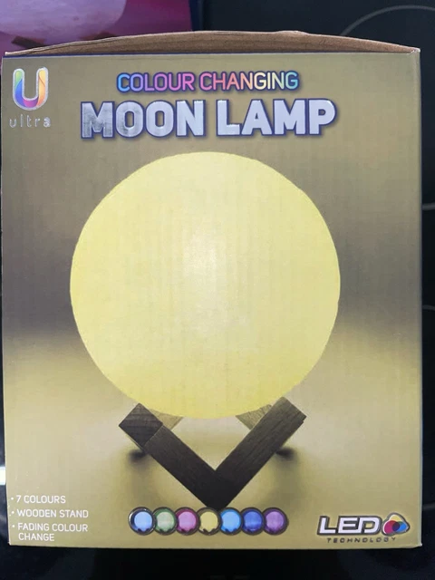 LED MOON LAMP 7 Colour Changing With Wooden Stand £9.03 PicClick UK