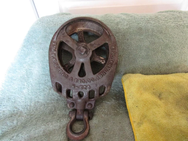 Antique Cast Iron F.E. Myers & Bro H-529 Barn Farm Hay Trolley Pulley Ashland OH