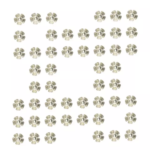 50Pcs Silver Plated Metal Flower Spacer Bead Caps DIY Jewelry Findings 8 mm